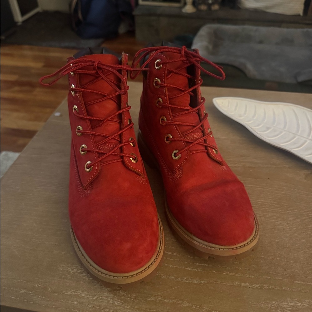 Red Timberland Boots Size 6